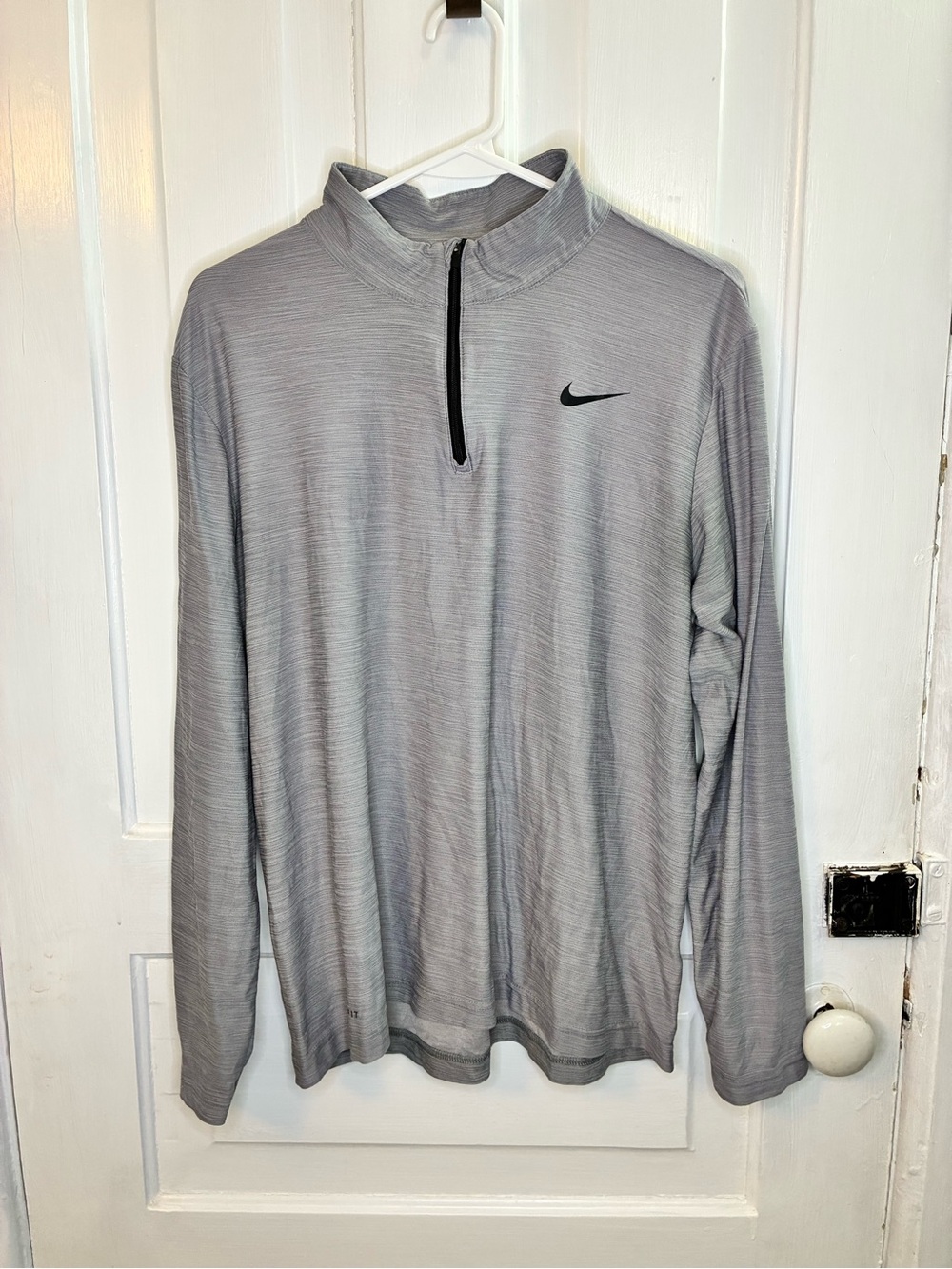 Nike Light Gray Quarter-Zip Long Sleeve Performance Top